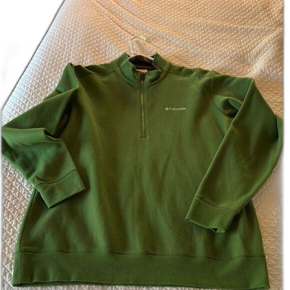 Columbia Other - Columbia Pullover Men L Green Long Sleeve 1/4 Zip Mock Grey Collar Casual Soft